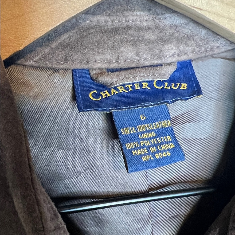 Charter Club genuine suede leather button-down shirt - Picture 2 of 3